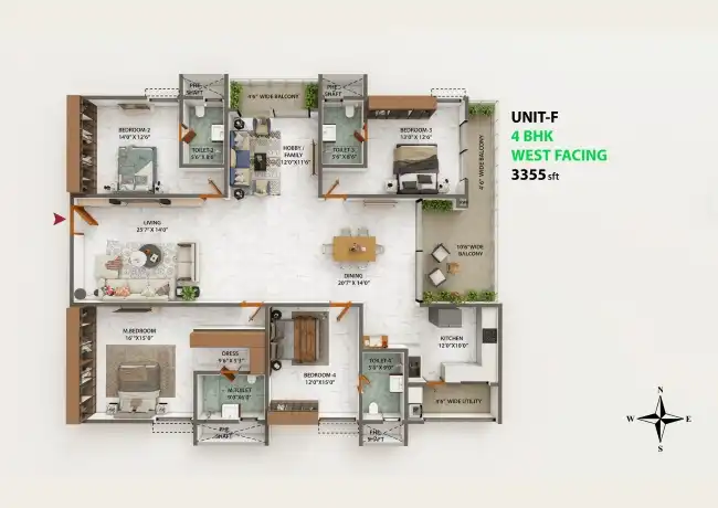 4 BHK Floor Plan