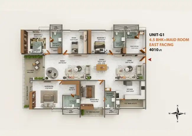 4.5 BHK Floor Plan